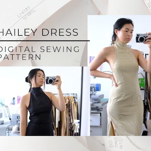 Digital PDF Sewing Pattern | Dress | Evening Dress | Halter Dress | Maxi Dress | Tutorial | Silk | Summer Dress
