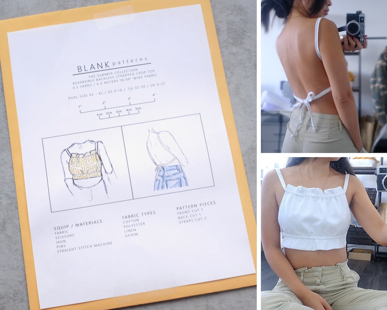 Digital PDF Sewing Pattern Women's Summer Top Crop Top Etsy