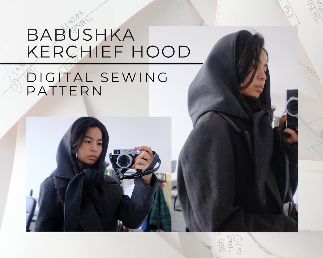 Babushka Kerchief With Hood | Digital PDF Sewing Pattern | Scarf