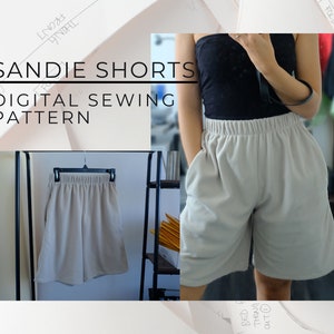 Digital PDF Sewing Pattern Unisex Shorts High Waisted Elastic Shorts Digital Printed Sewing Pattern image 1