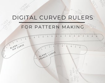 Reglas de creación de patrones / Regla de curva francesa / Regla de curva de cadera / Reglas digitales / Impresión PDF / Diseño de moda / Plantillas / SVG / Herramientas