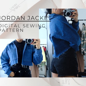 Digital PDF Sewing Pattern | Denim Jacket | Jean Jacket | Cropped Jacket | Digital Printed Pattern | Tutorial | Unisex Jacket