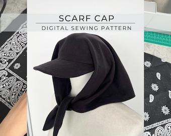 Scarf Cap Digital PDF Sewing Pattern Hat Unisex Hat Winter