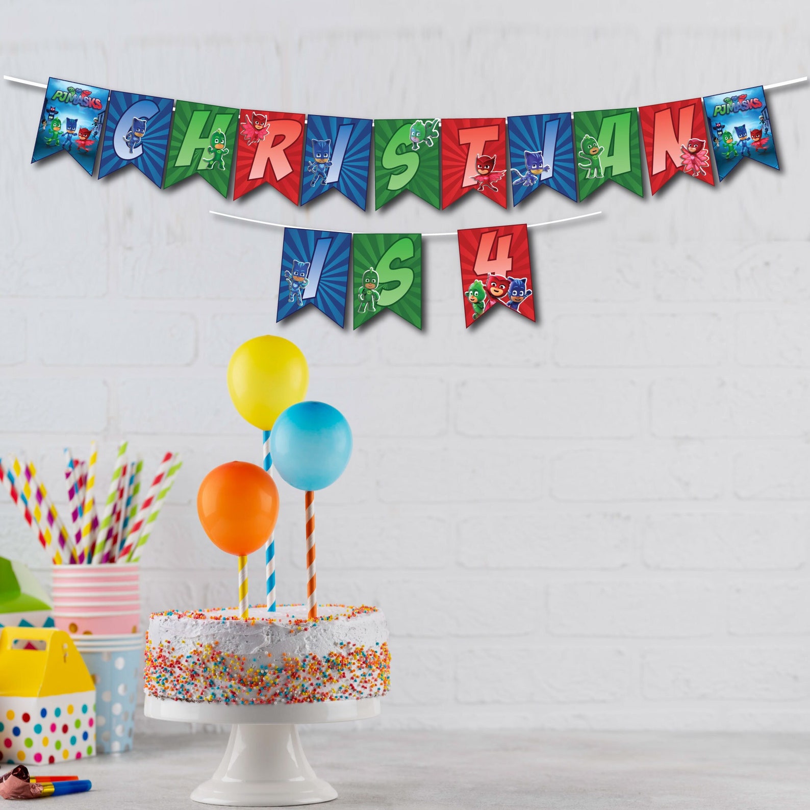 PJ Masks Printable Birthday Banner Pj Masks Birthday Banner Etsy