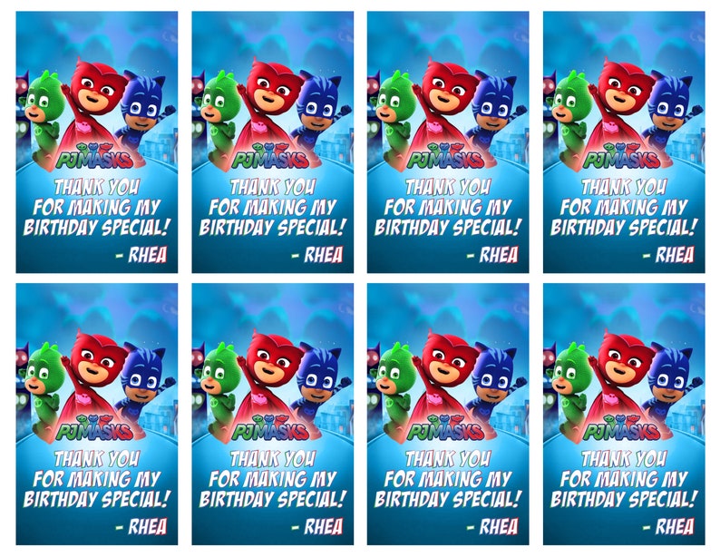 PJ Masks Birthday Thankyou Tag Pj Masks Birthday Invite Pj - Etsy