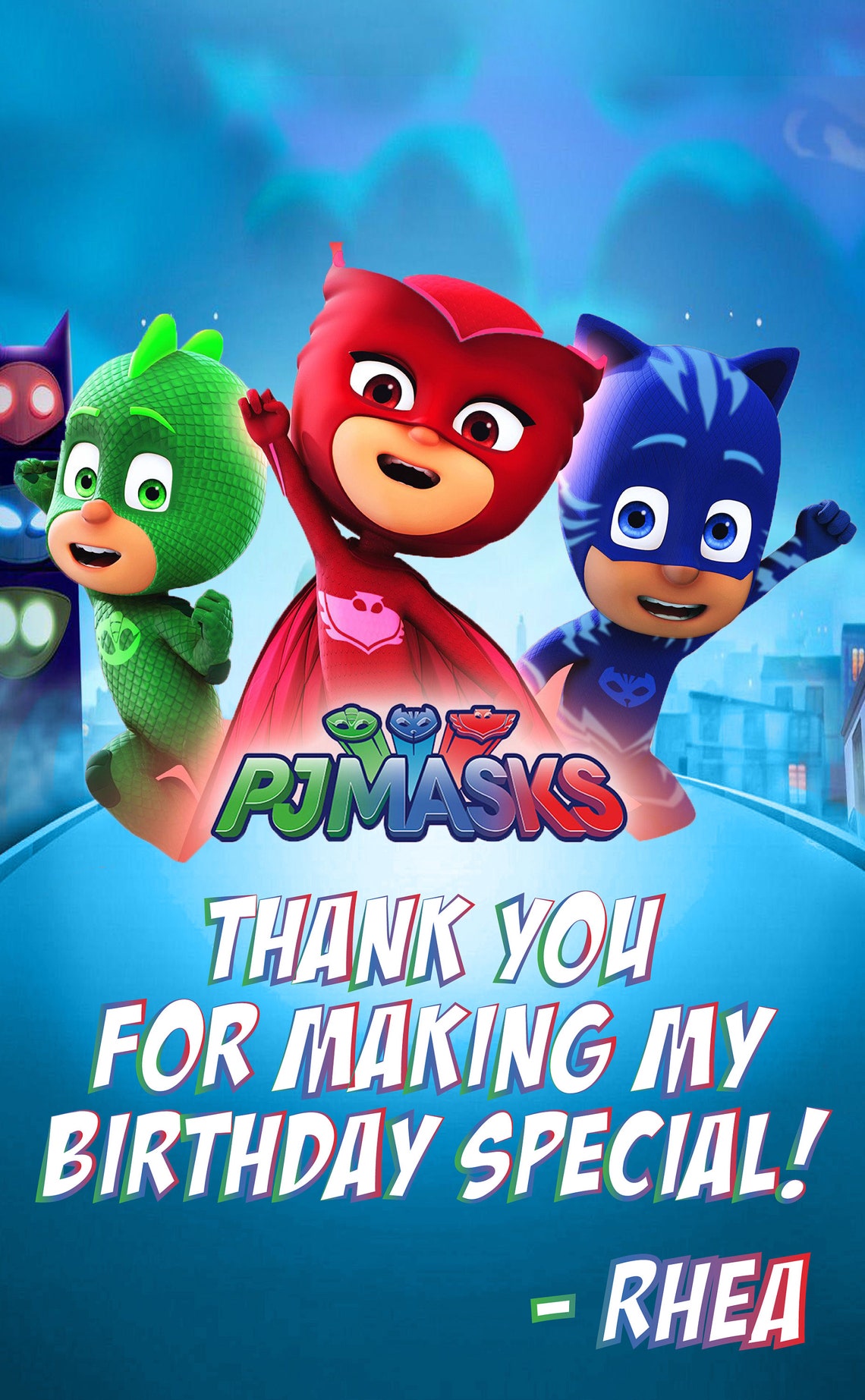 PJ Masks Birthday Thankyou Tag, Pj Masks Birthday Invite, Pj Masks ...