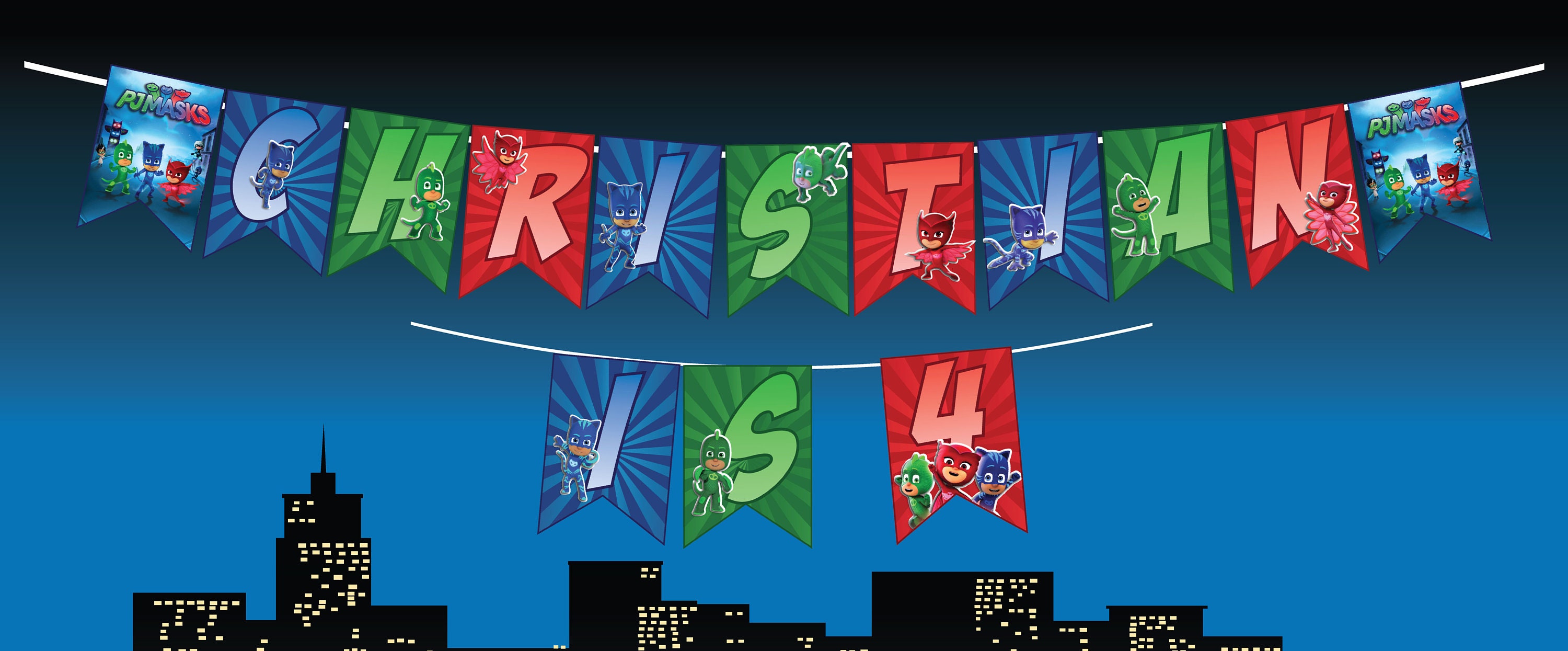 PJ Masks Printable Birthday Banner, Pj Masks Birthday Banner, Pj Masks ...