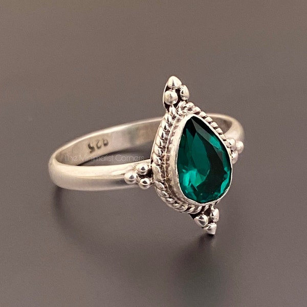 Hydro emerald cut emerald ring | raw emerald engagement ring | emerald ring | real vintage emerald cut ring | engagement ring