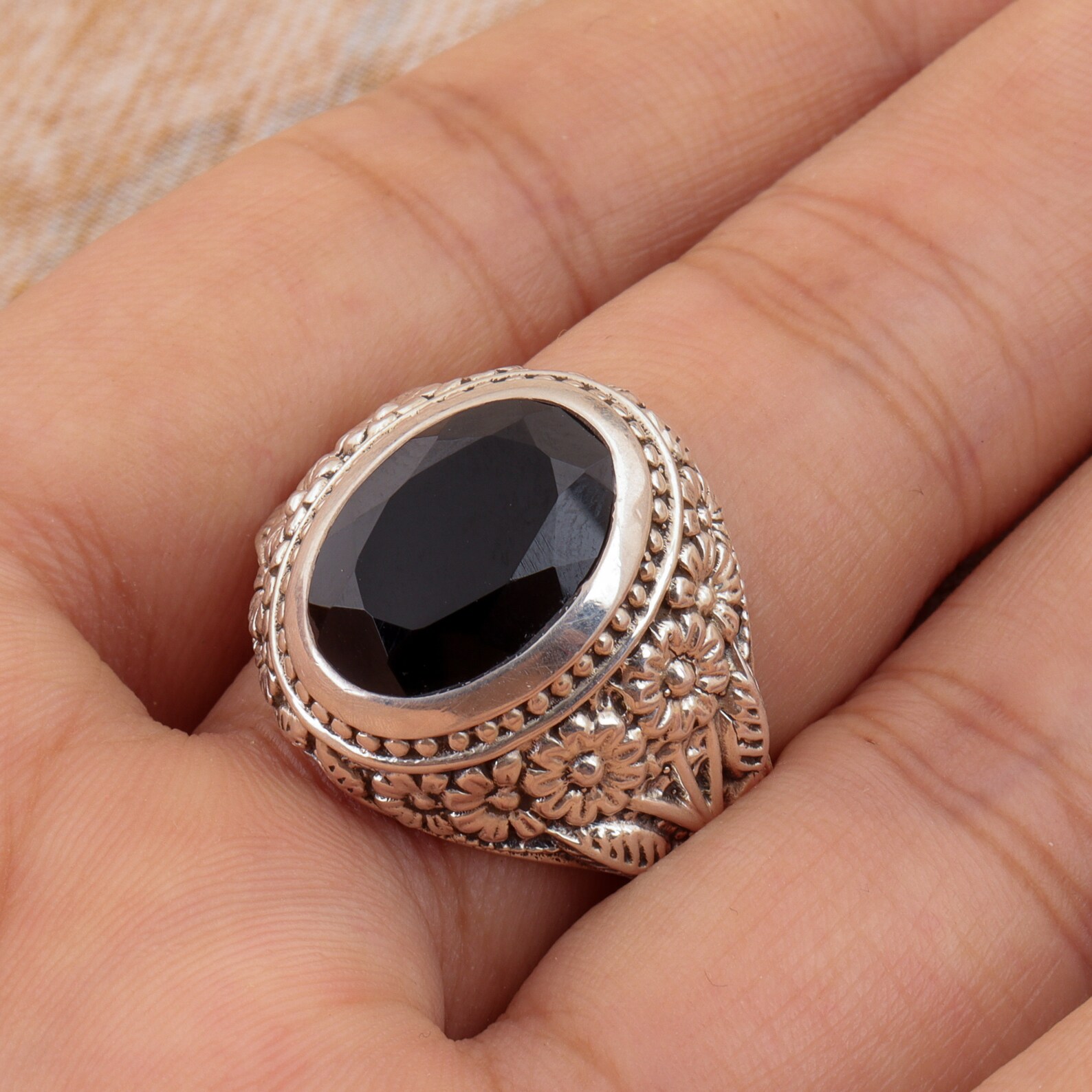 Black Onyx Natural Ring Ring Women And Men Etsy