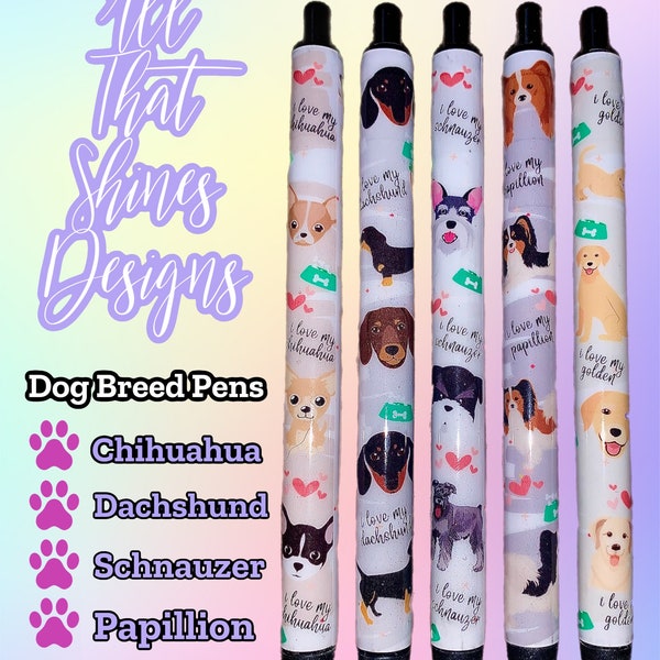 Cute dog breed pen glitter sparkle