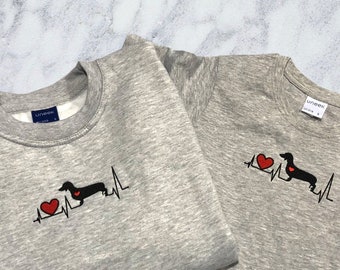 Set of Embroidered dachshund sweatshirt and T-shirt sausage dog jumper and t-shirt perfect gift for dog owner dog lover doxie lovers present