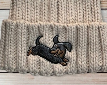 Premium Dachshund Beanie Hat, Mens Ladies embroidered Doxie Sausage Dog hat, Dachshund clothing gift idea Xmas Christmas