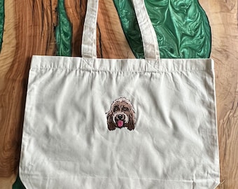Embroidered Cockapoo Tote Bag Cockerpoo Shopping Bag Cavapoo Holdall Cockerpoo Present Gift ideas