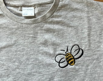 Embroidered Bee T-Shirt, Cute Bumblebee shirt, Bee Gift, Embroidery Bee Clothing Present Bee Kind