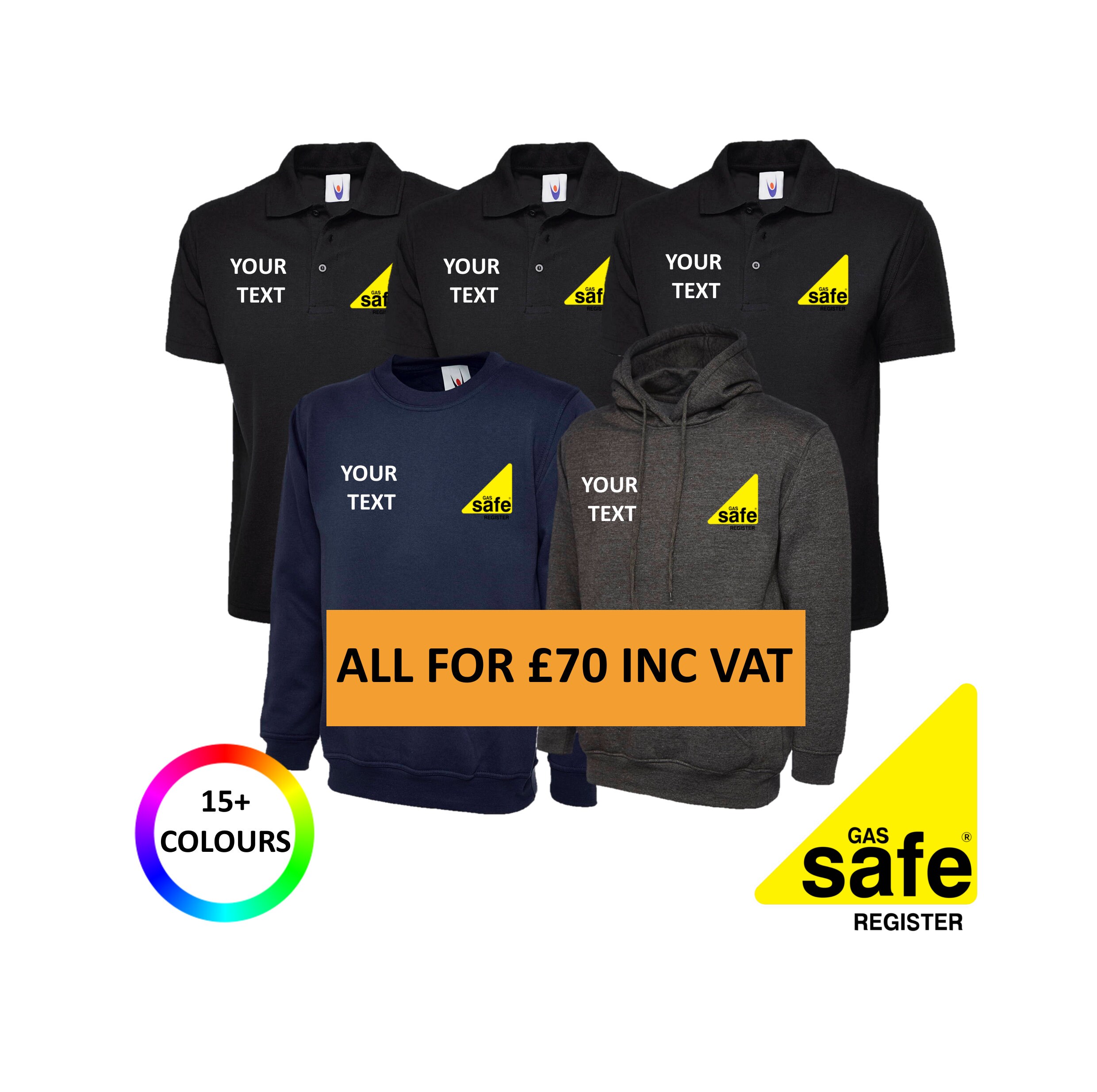 FREE TEXT Embroidered Gas Safe Uniform Workwear Bundle Polo Etsy UK
