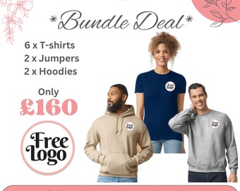 Embroidered Clothing Bundle Embroidered Hoodie T-Shirt Uniform Package Branded Clothing Personalised Clothing Bulk Clothing