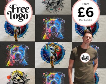 LOGO PRINTED T-Shirts Full Colour Print Add Logo Personalised Adults Kids Gift Present