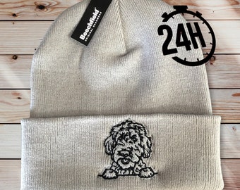 Embroidered Cockapoo Beanie hat, stitched Cockapoo winter hat, embroidered Cavapoo, gift idea Xmas Christmas present