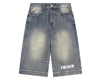 Vintage Wash Baggy Denim Shorts