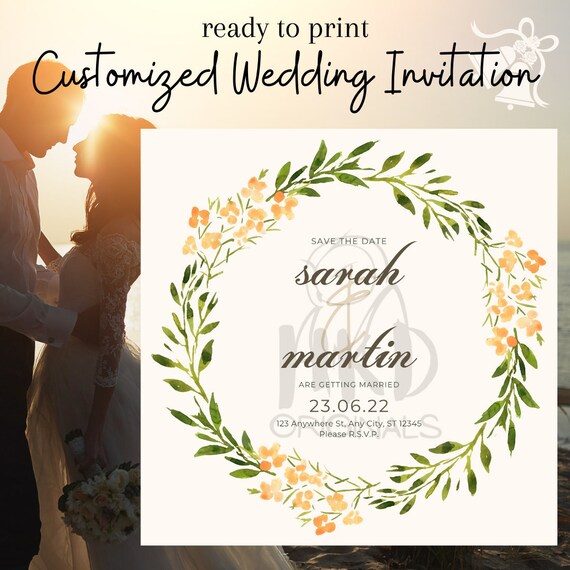 Ready to Print Customized Elegant Wedding invitation | Etsy
