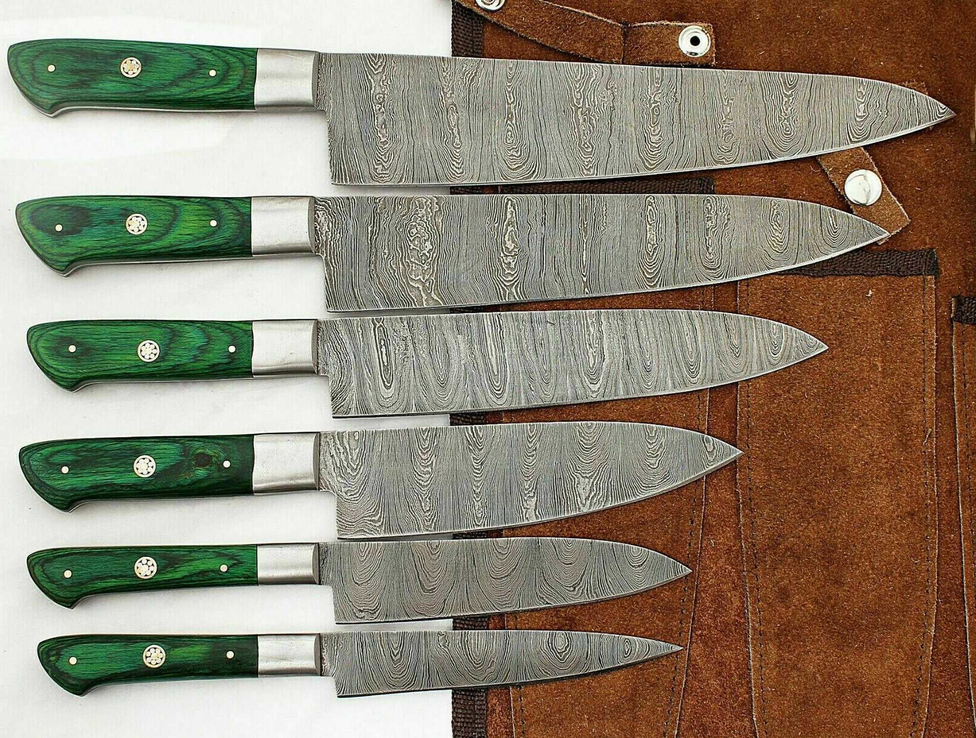 couteau de chef damas forgé à la main, ensemble 5, couteau barbecue, cuisine, cadeau parfait, poignée en os chameau, couteaux, couteaux meilleure