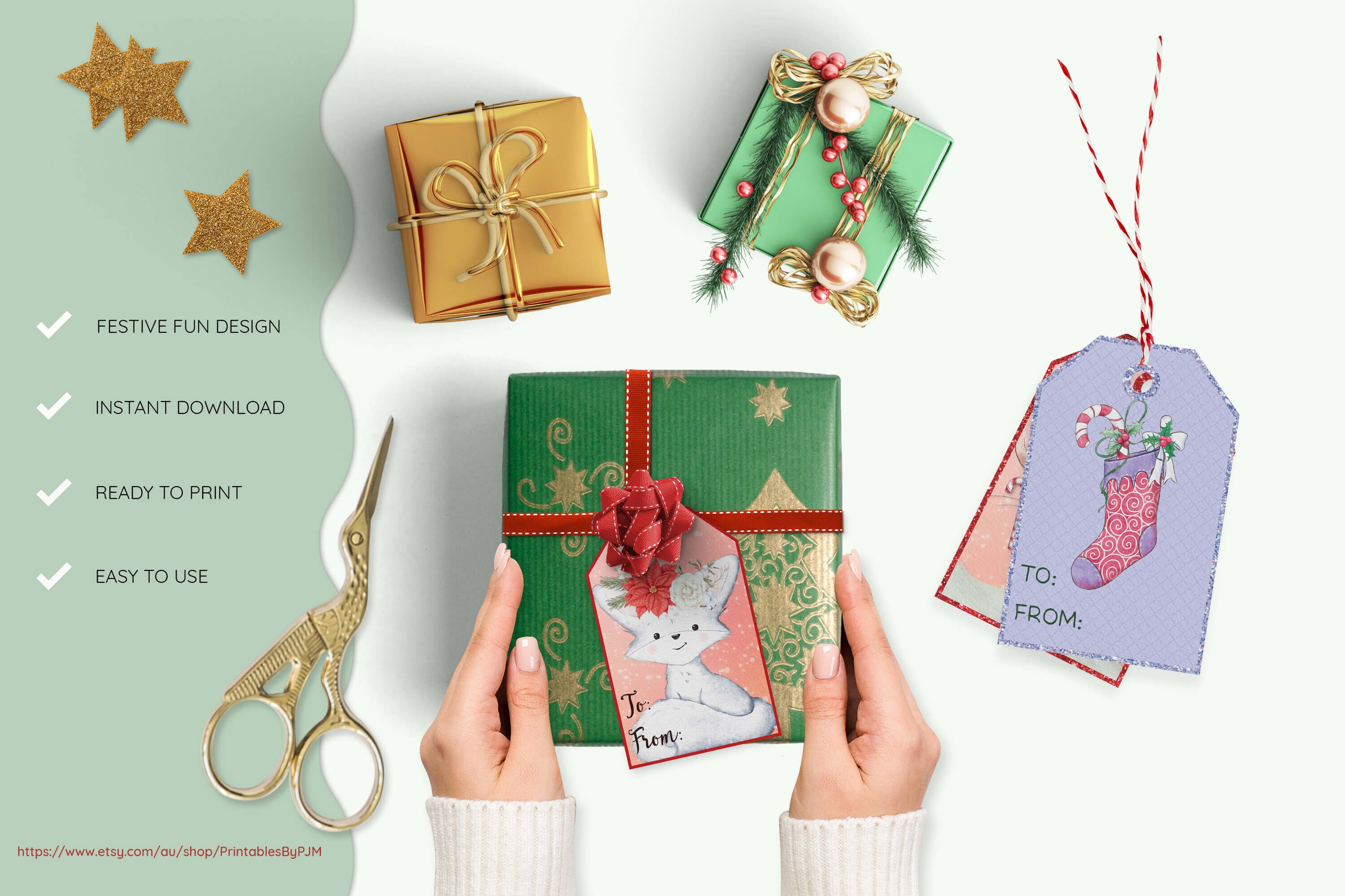 Printable Christmas Gift Tags Gift Wrapping Tag Colorful Etsy Australia