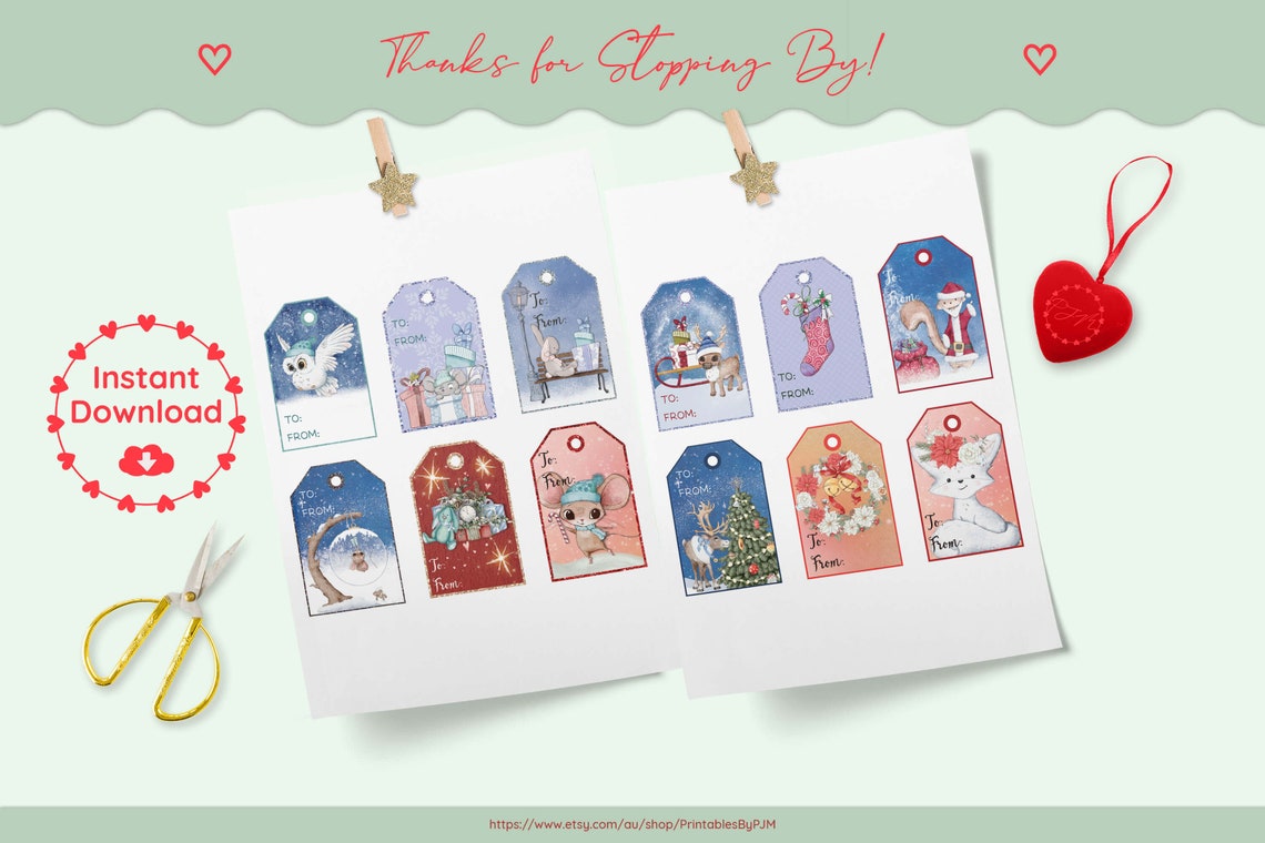 Printable Christmas Gift Tags Gift Wrapping Tag Colorful Etsy Australia