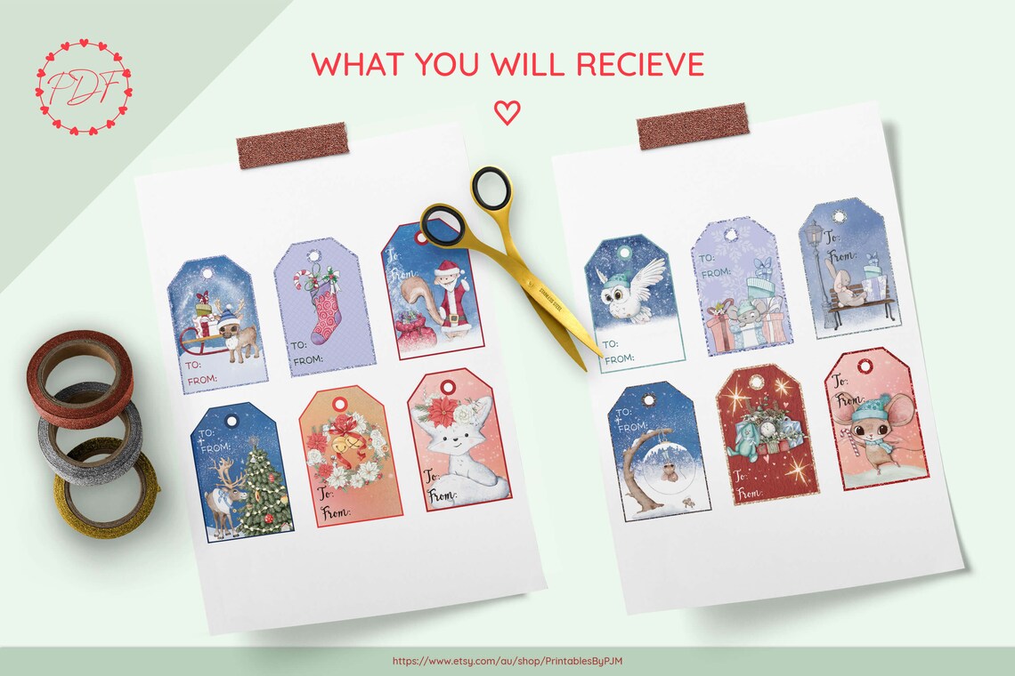 Printable Christmas Gift Tags Gift Wrapping Tag Colorful Etsy Australia