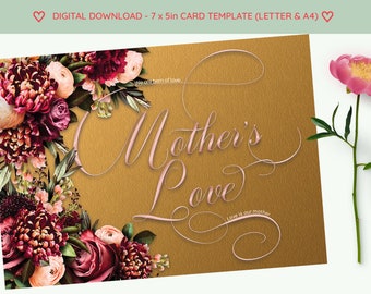 Floral and Gold Mother’s Rumi Quote Love Card, Happy Mother’s Day Printable