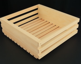 Wooden Crate, Natural Look Unfinished 12" x 3-1/2", Great for Storage, Display, DIY Gift Baskets