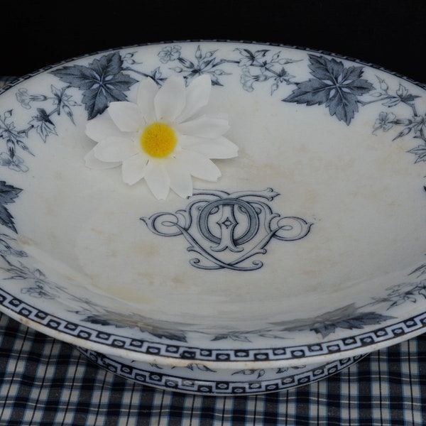 Antique Minton Crane-Bill 1800's Footed Serving Dish