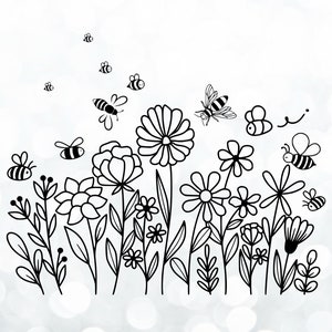 Fleurs sauvages SVG PNG/abeilles Svg/fleurs abeilles Svg/téléchargement numérique instantané/Cricut