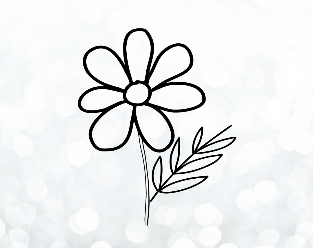 Flower With Petals and Stem Design, Flower SVG & PNG Files, Instant
