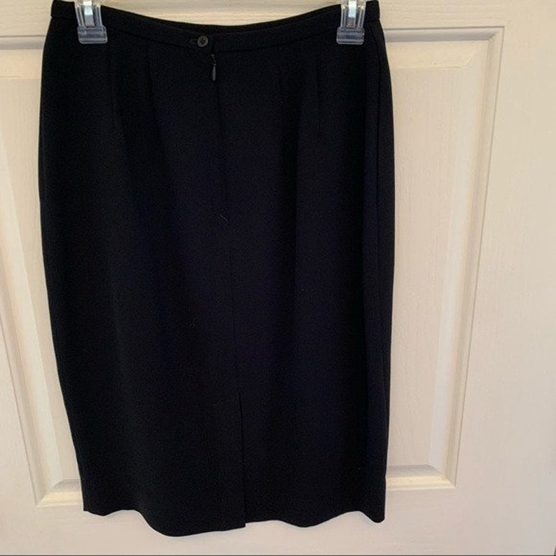 Vintage Solid Black Simple Pencil Skirt image 4