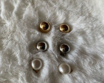 Vintage Set of 3 Stud CLIP-ON Earrings