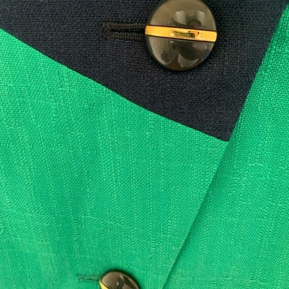 Vintage Navy & Teal Side Gold Button Blazer - image 2