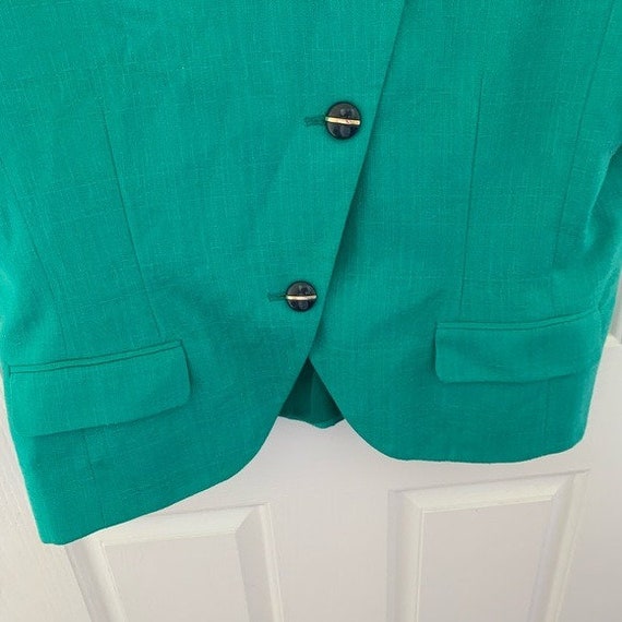 Vintage Navy & Teal Side Gold Button Blazer - image 5