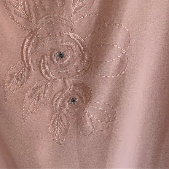 Vintage Pink Beaded Rhinestone Rose Tank Top - image 8