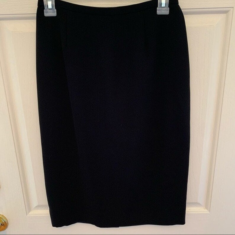 Vintage Solid Black Simple Pencil Skirt image 9