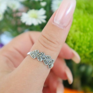 Marcasite ring, Heart Ring, infinite heart ring, Sterling Silver Love ring, Unisex heart, Bohemian ring, Promise ring