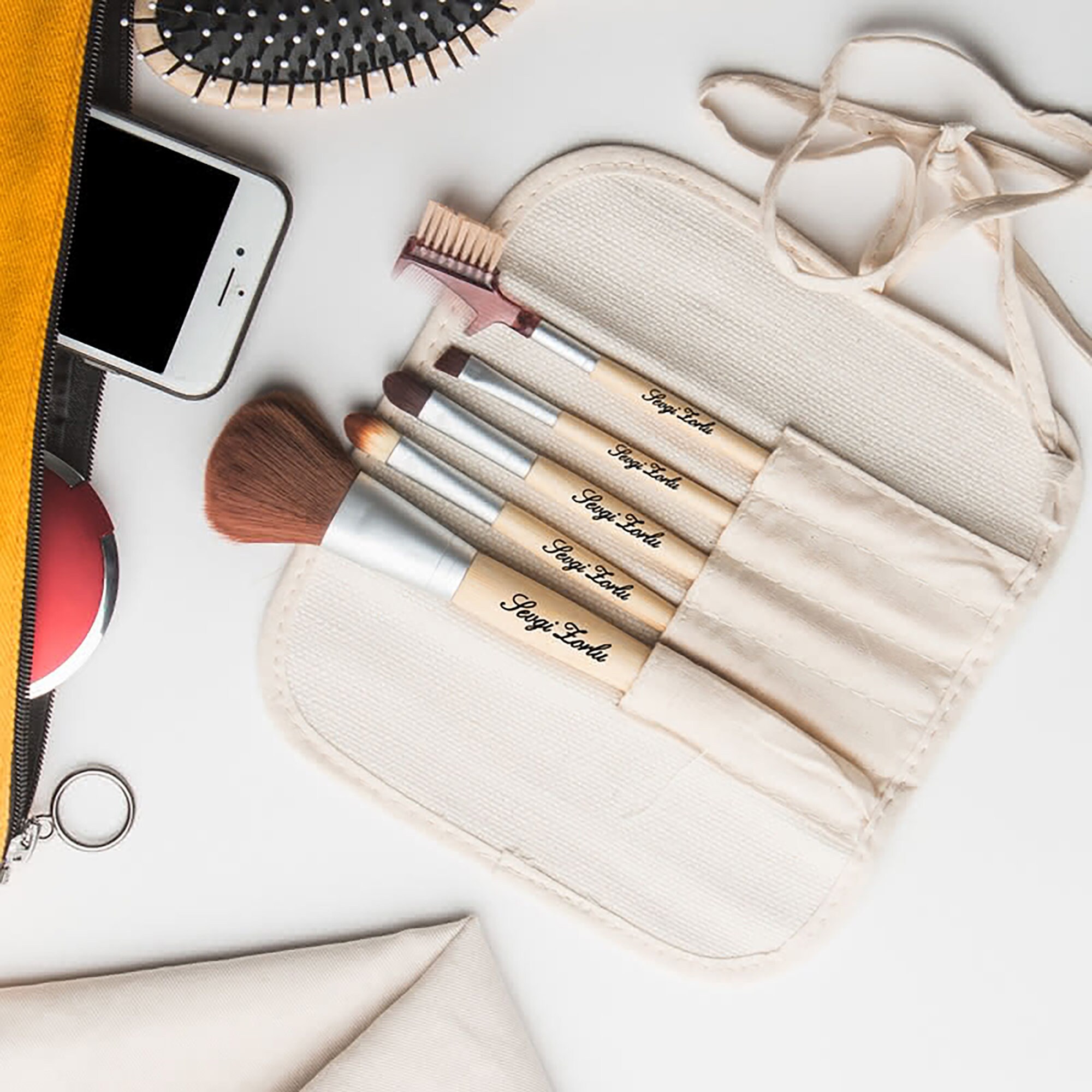 Personalized Makeup Brush Bag Private Wood Design Girlfriend Etsy