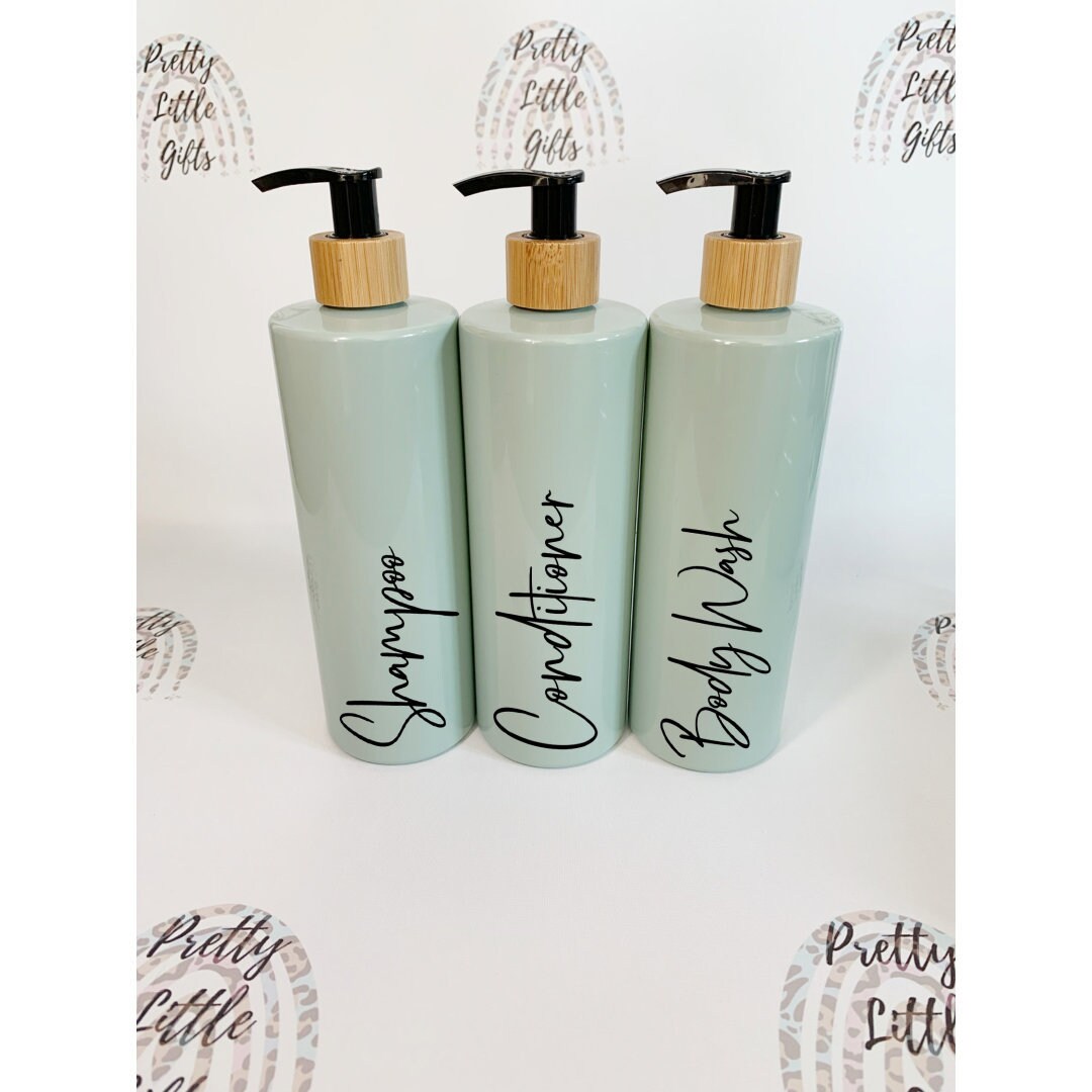 Personalised Sage Green Shampoo Bottles Mrs Hinch Inspired Etsy