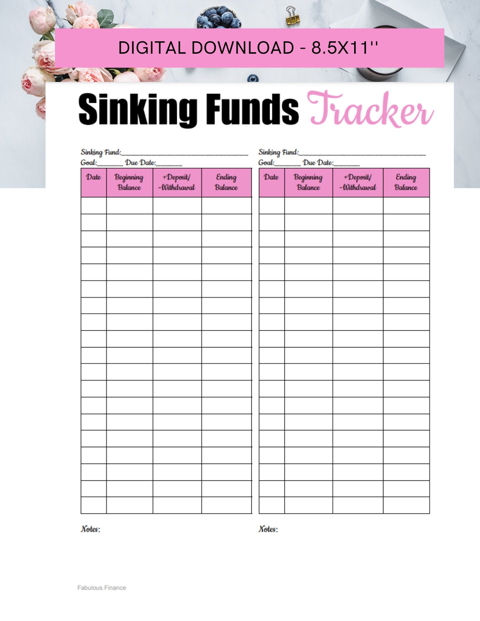 Sinking Funds Tracker Savings Tracker Savings Goal Tracker Personal