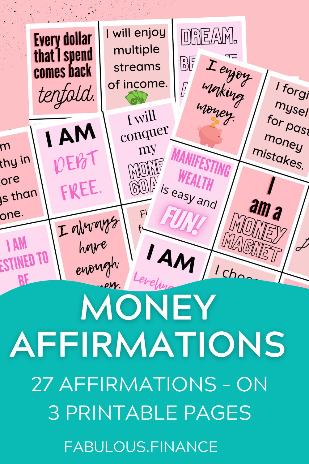 27 Money Affirmation Cards Printable Pink Design Money Etsy UK