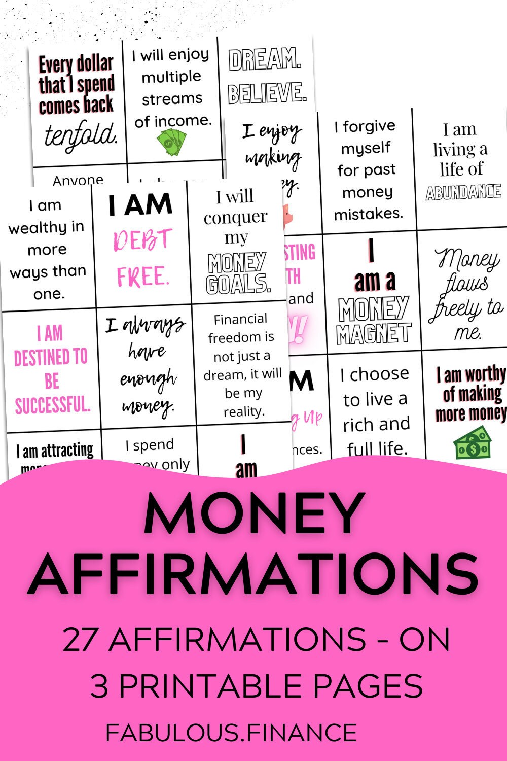 27 Money Affirmation Cards Printable Minimalist Design Money Affirmations Wealth Affirmations
