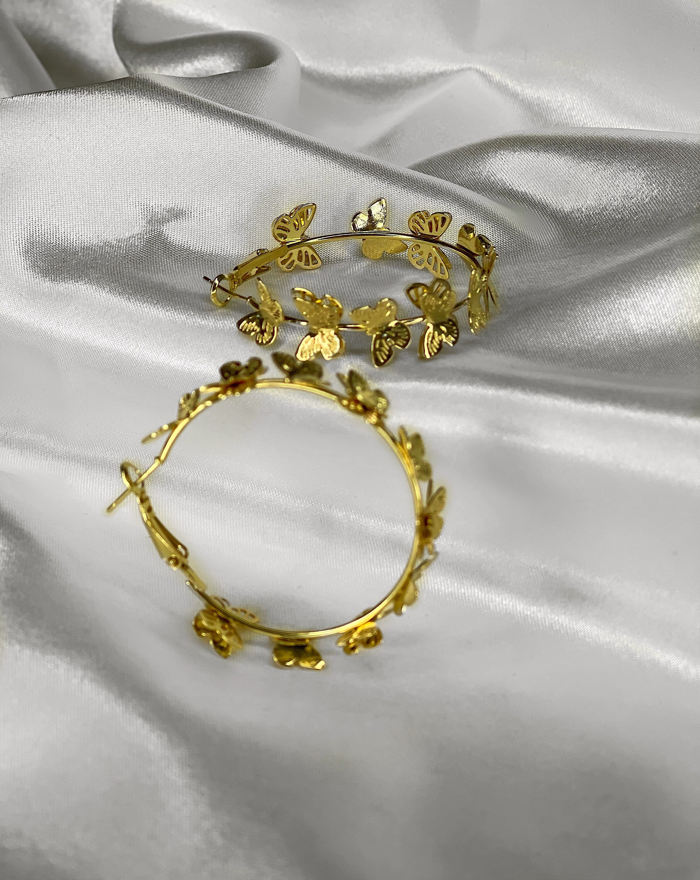 Butterfly Earrings, Butterfly Hoop Earrings, Butterfly Jewelry, 18k G…