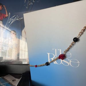 The Rose Inspired Choker – Kpop Fan Jewelry for Black Roses | WSS Rose Pendant | Kim Woosung Gift | K-band Aesthetic Accessory