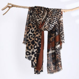 Unisex Leopard Cheetah Camouflage Autumn Scarf Gift for Him Her 71x33 image 6