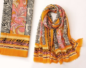 WOMEN FASHION Accessories Shawl Orange discount 91% Orange Single NoName Coral scarf print animal 