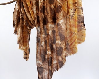 Honey Gold  Abstract Scarf Unisex Orange Brown Autumn Scarves Birthday Gift for Man Woman 71x33"